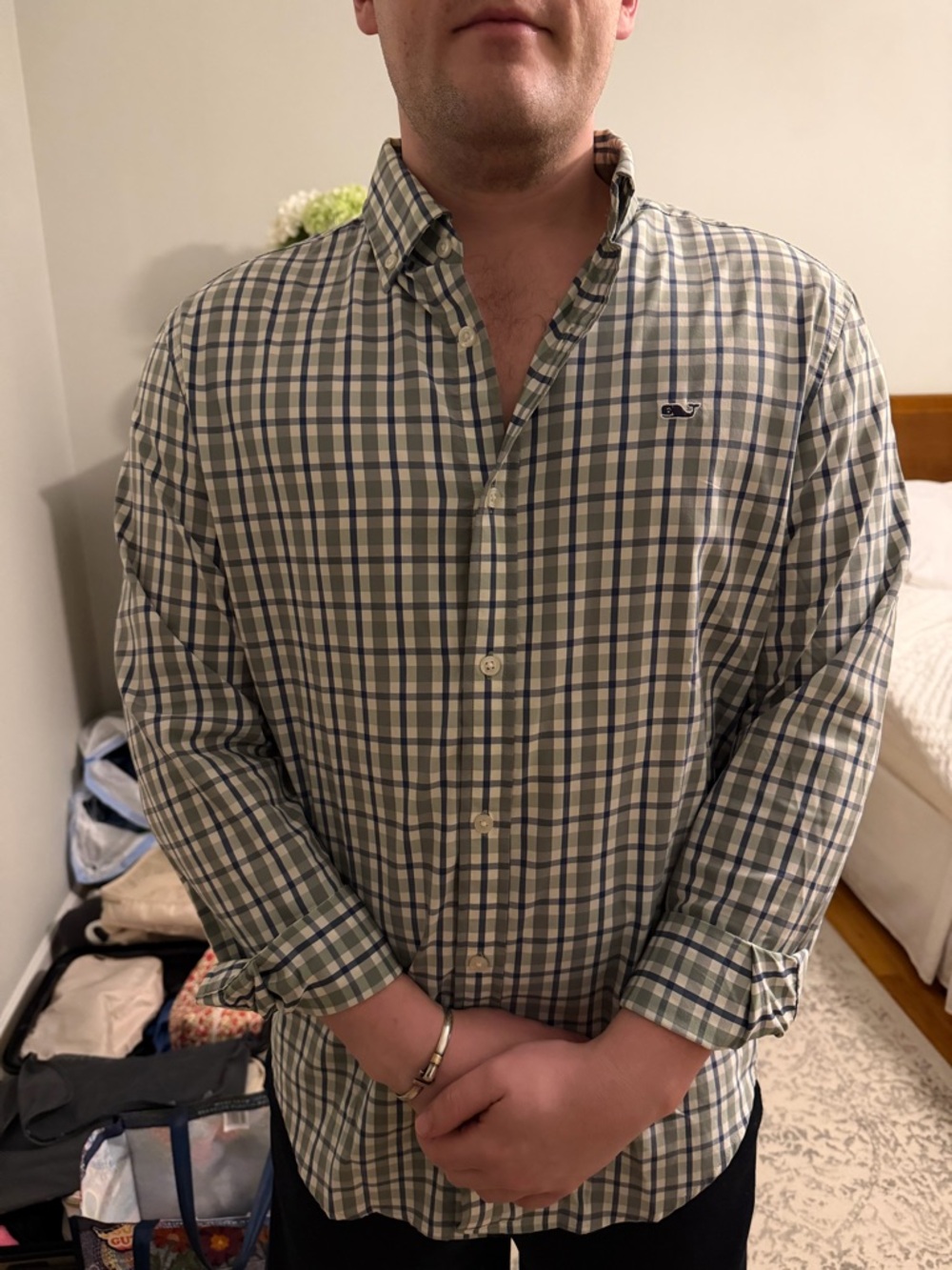 Vineyard Vines Button-Down Shirt in Green and Navy